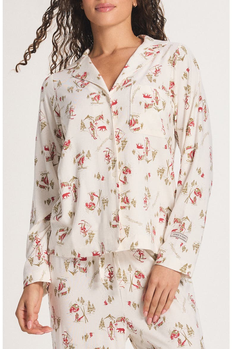 Softcore Modal Blend Pajama Button-Up Shirt, Main, color, PETAL WHITE SULTRY SLOPES