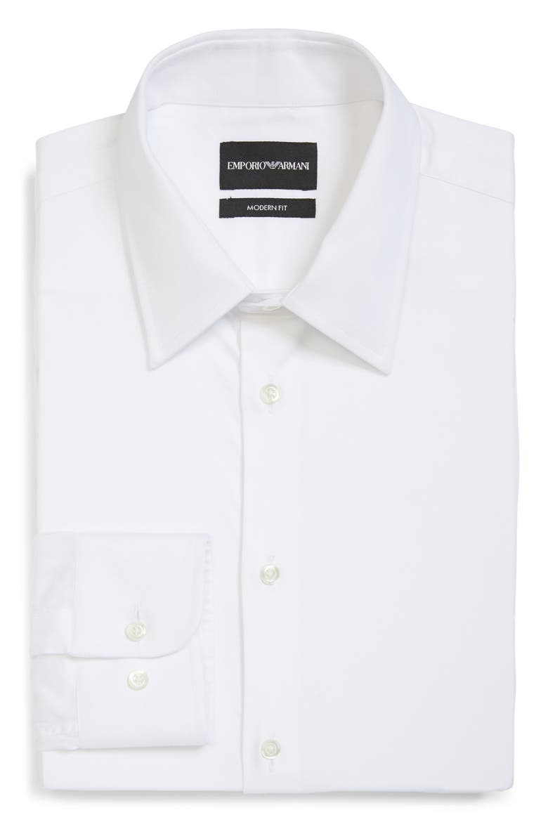 Modern Fit Stretch Solid Dress Shirt, Alternate, color, SOLID WHITE
