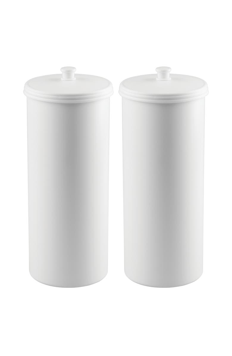 iDesign Freestanding Toilet Paper Canister, Set of 2, White, Made in USA, Main, color, White