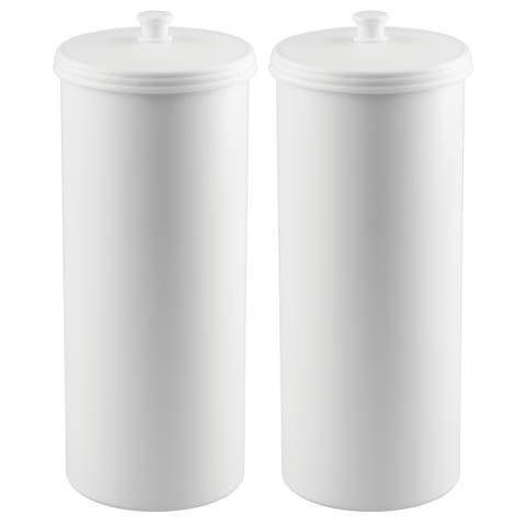 Freestanding Toilet Paper Canister, Set of 2, White, Made in USA