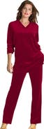 Roaman's Plus Size Two Piece V Neck Velour Set
