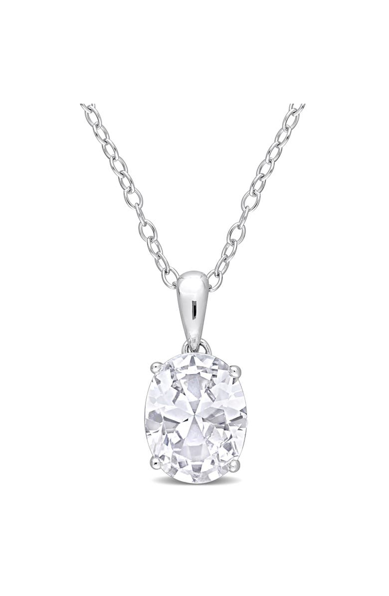 Julianna B. White Topaz Oval Solitaire Necklace, Main, color, Sterling Silver