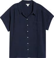 Caslon® Cotton Gauze Button-Up Shirt