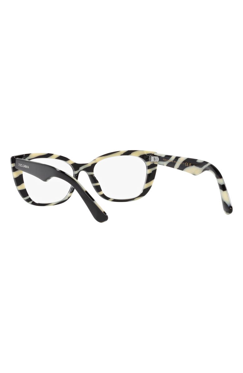 Dolce&Gabbana 49mm Cat Eye Optical Glasses, Alternate, color, Black White