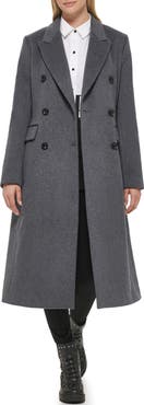 KARL LAGERFELD PARIS Wool Blend Double Breasted Coat