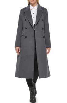KARL LAGERFELD PARIS Wool Blend Double Breasted Coat