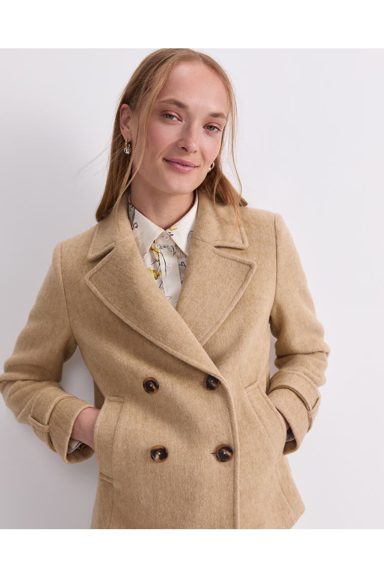 Wool-Blend Pea Coat, Alternate, color, Tan