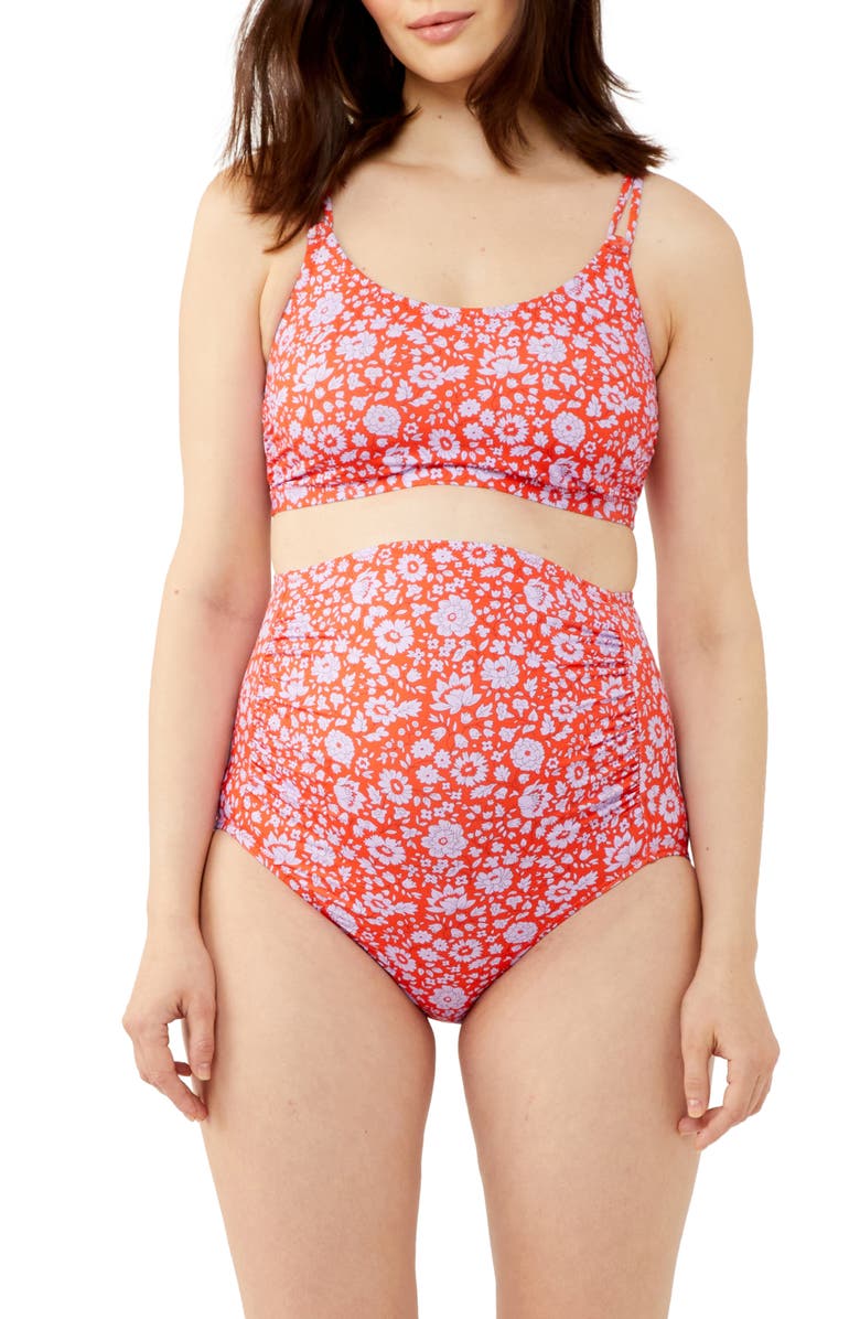 A PEA IN THE POD Floral Two-Piece Maternity Swimsuit, Main, color,
