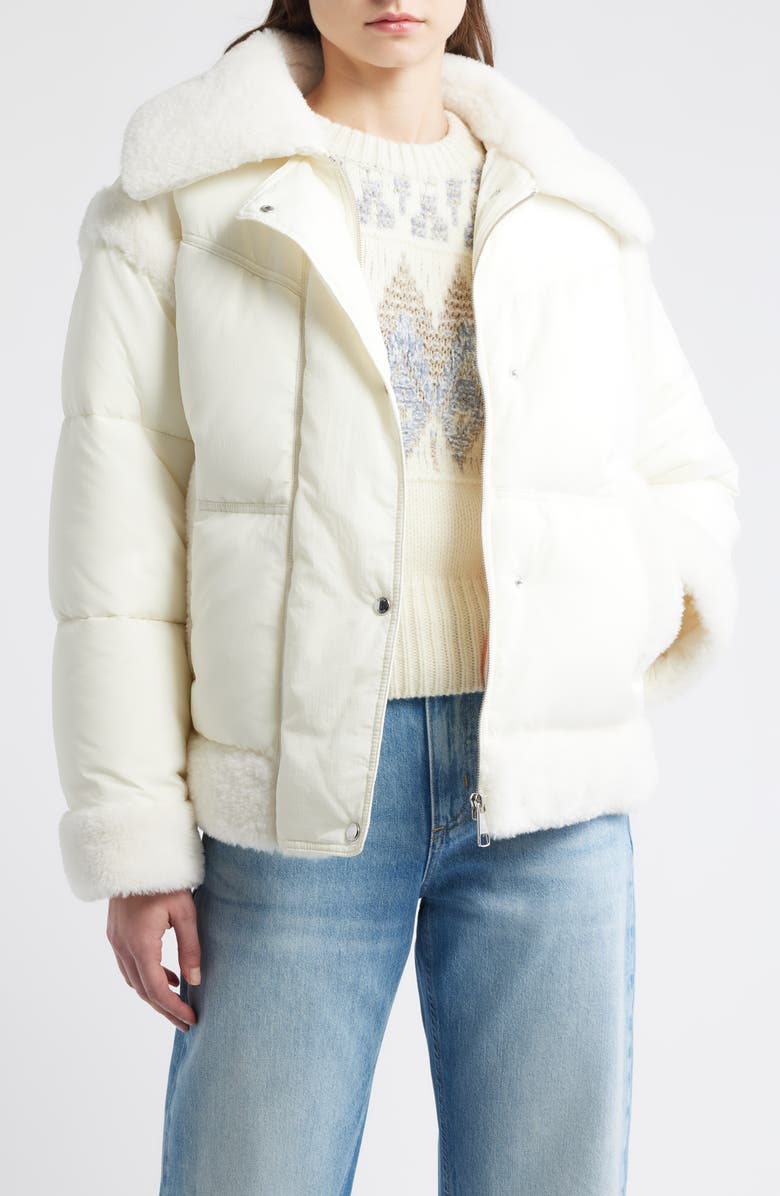 BOSS Orange Pajuna Faux Fur Lined Puffer Jacket, Main, color, Open White