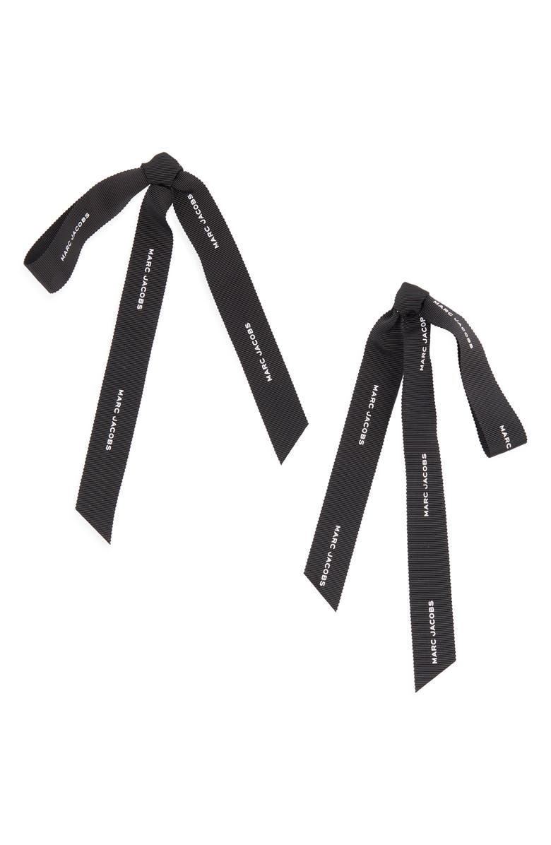 Marc Jacobs Ribbon Bow Statement Earrings, Main, color, Silver/Black