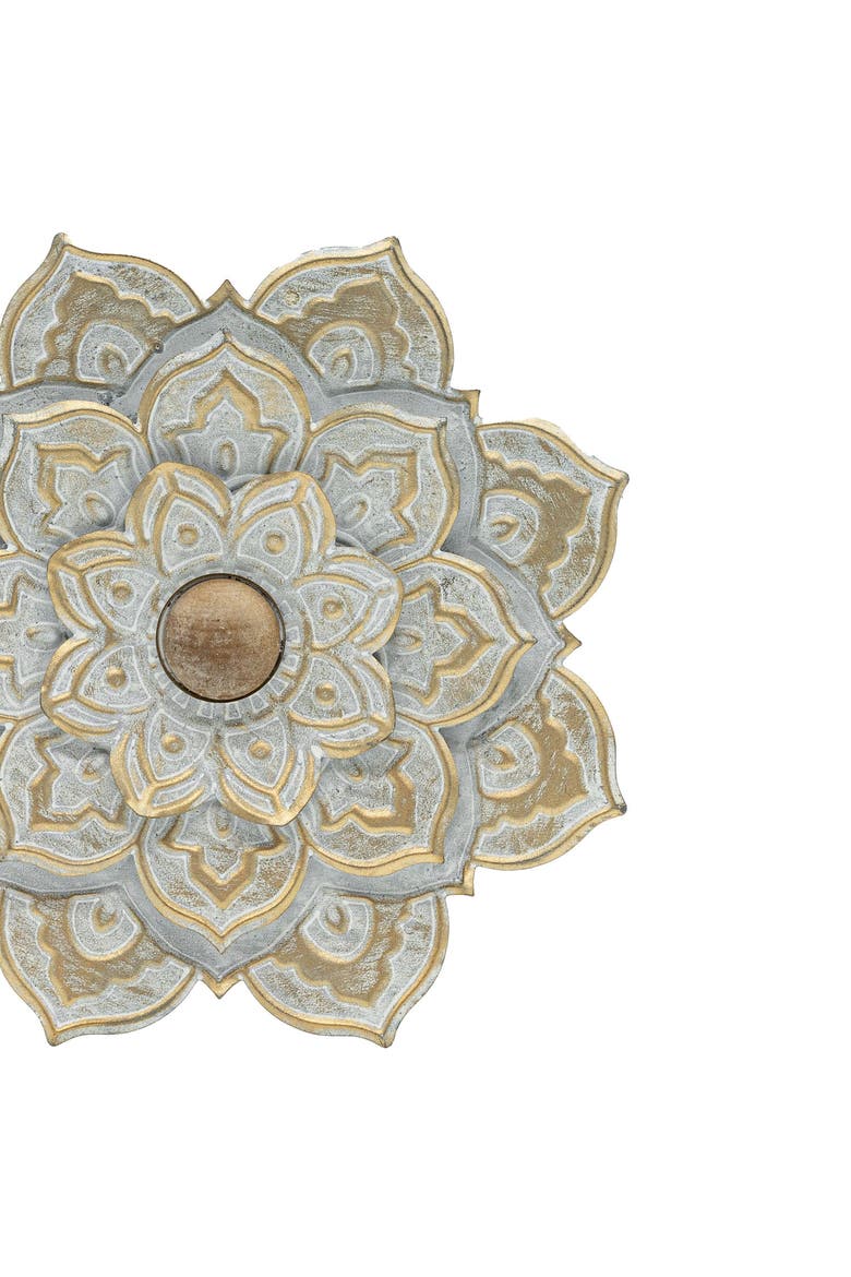 Small 8 x 8  inch Distressed Patina Metal Layered Flower Wall Décor, Alternate, color, Silver