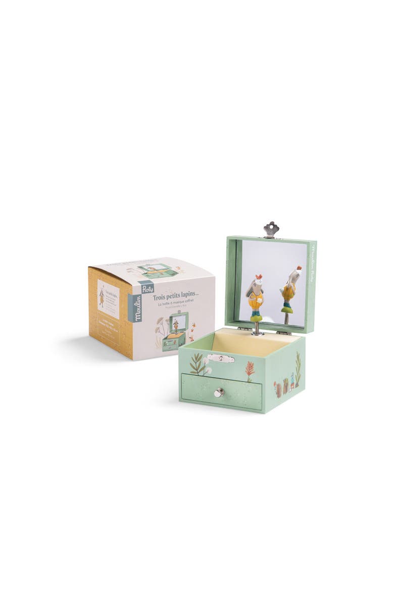 Moulin Roty Musical Jewelry box - Three Little Rabbits, Alternate, color, Green