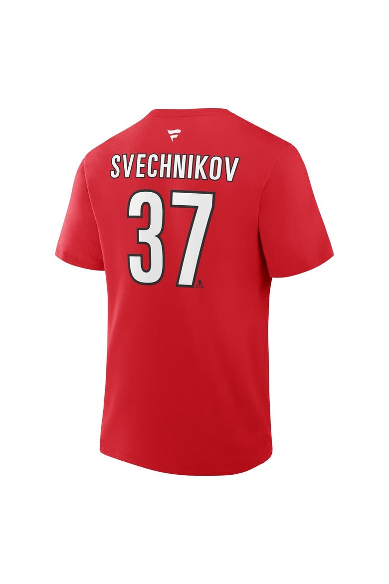 Men's Fanatics Andrei Svechnikov Red Carolina Hurricanes Authentic Stack Name & Number T-Shirt, Alternate, color, Red