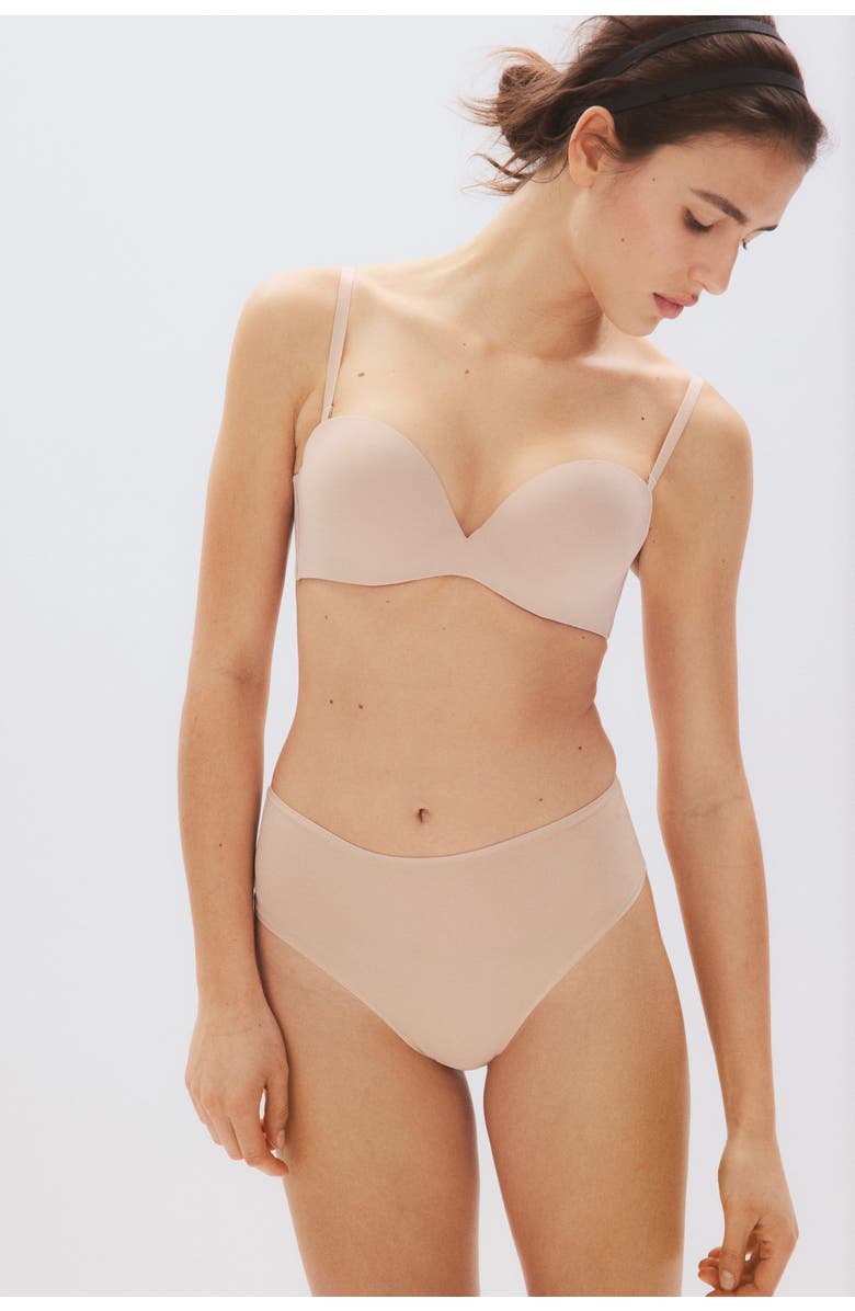 H&M Microfibre Super Push-up Balconette Bra, Alternate, color, Beige