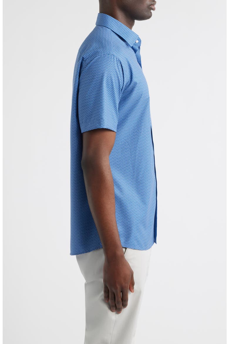 Jackson Microprint Short Sleeve Performance Poplin Button-Up Shirt, Alternate, color, WINDSOR BLUE