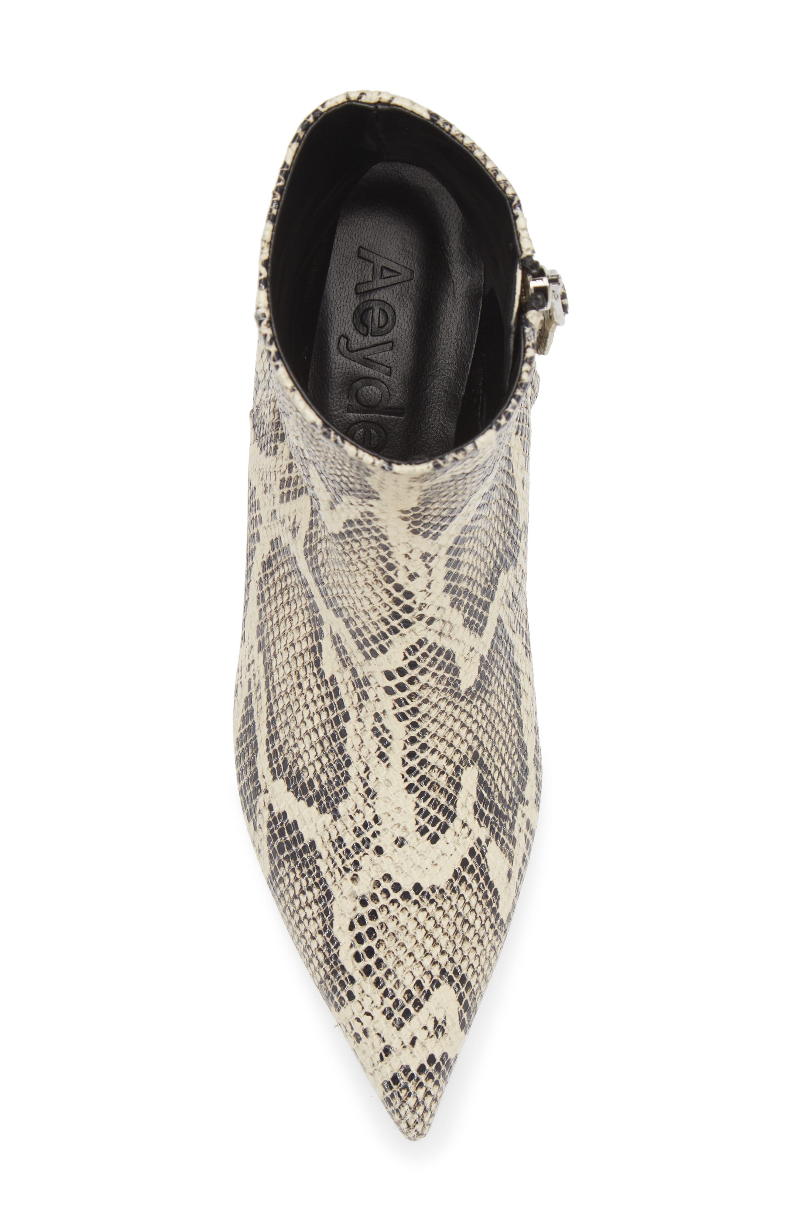 aeyde Sofie Embossed Snake Print Bootie, Alternate, color, 