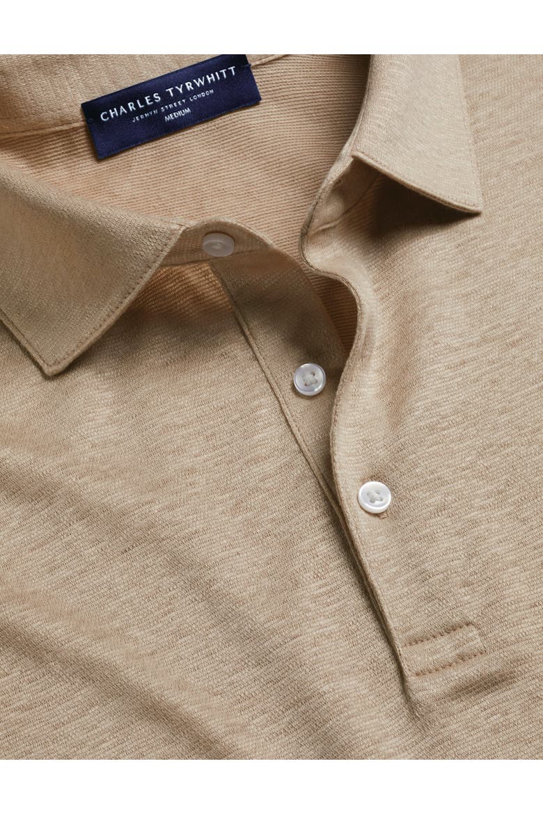 Short Sleeve Linen Polo, Alternate, color, Oatmeal