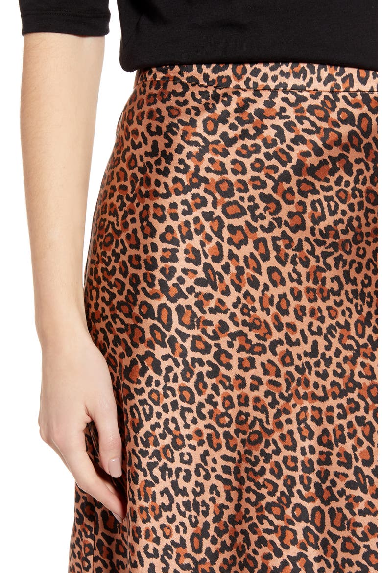 Midi Slip Skirt (Nordstrom Exclusive), Alternate, color, TAN MACAROON LEOPARD