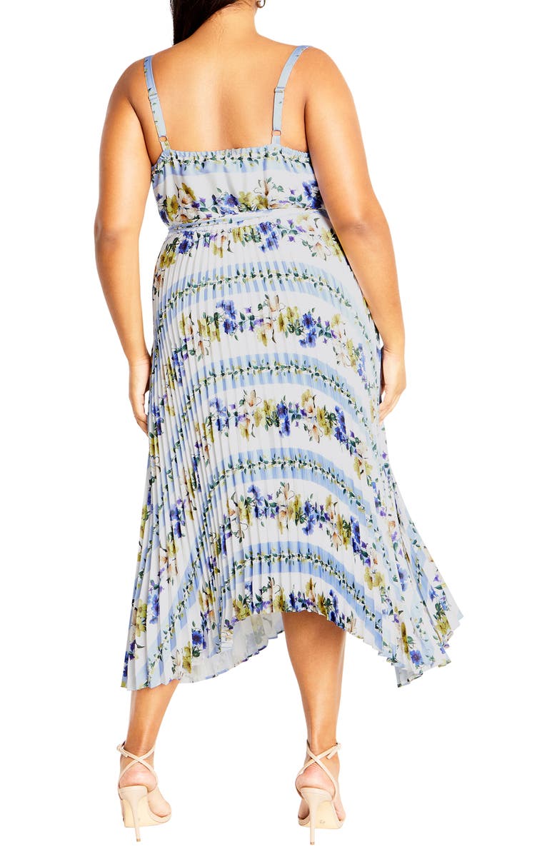 City Chic Amelia Floral Pleated Handkerchief Hem Dress, Alternate, color, Garden Party