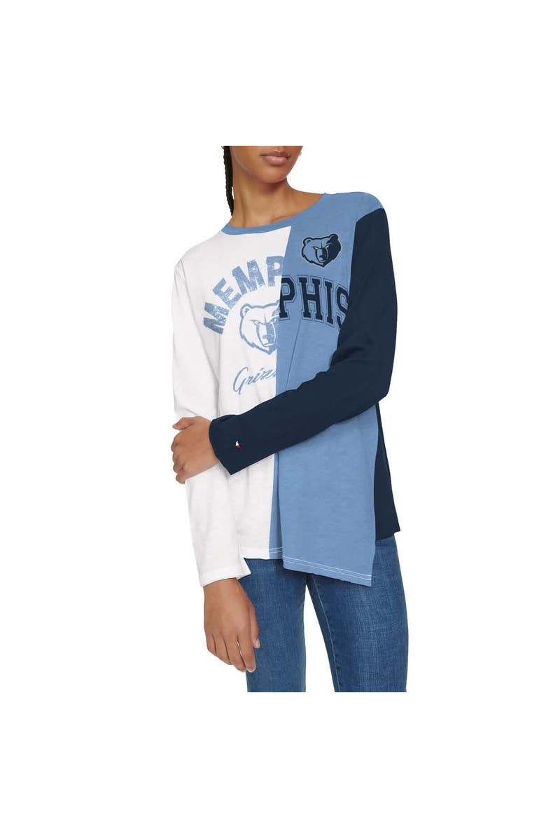 TOMMY JEANS Women's Tommy Jeans White/Light Blue Memphis Grizzlies Amelia Color Blocked Long Sleeve T-Shirt, Alternate, color, White