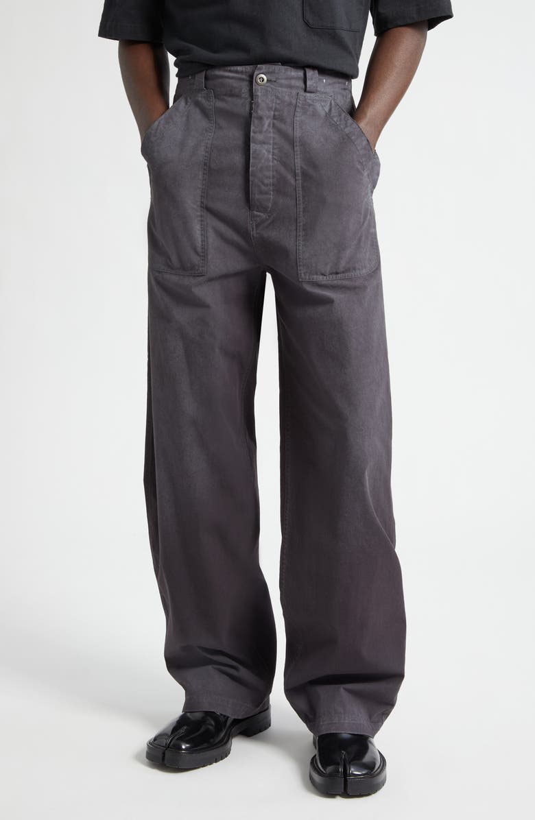 Maison Margiela Straight Leg Cotton Pants, Main, color, Washed Black