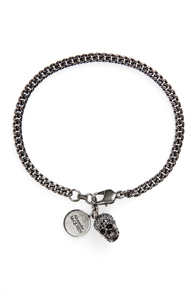 McQueen Alexander McQueen Skull Charm Bracelet, Main, color, 