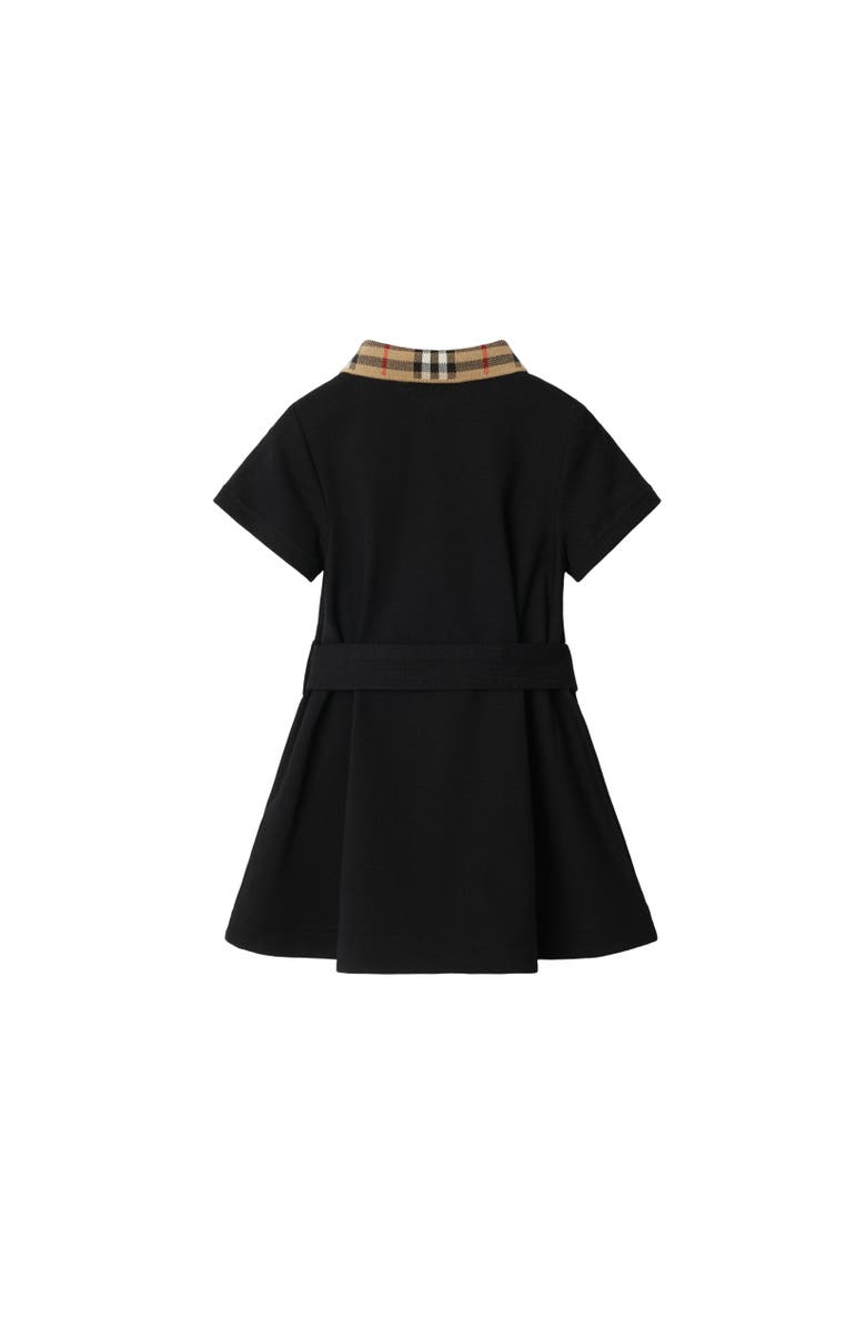 Burberry Check Collar Cotton Polo Shirt Dress, Alternate, color, Black