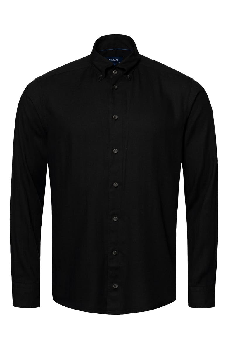 Eton Contemporary Fit Herringbone Flannel Cotton Stretch Shirt, Alternate, color, 