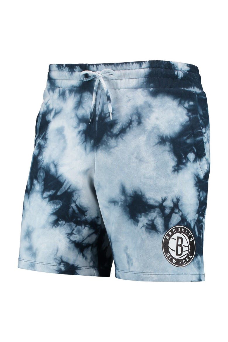 Men's New Era Blue Brooklyn Nets Fleece Tie-Dye Shorts, Alternate, color, Blue