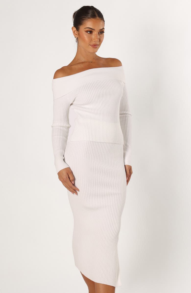 Petal & Pup Knit Off the Shoulder Top & Skirt Set, Alternate, color, White