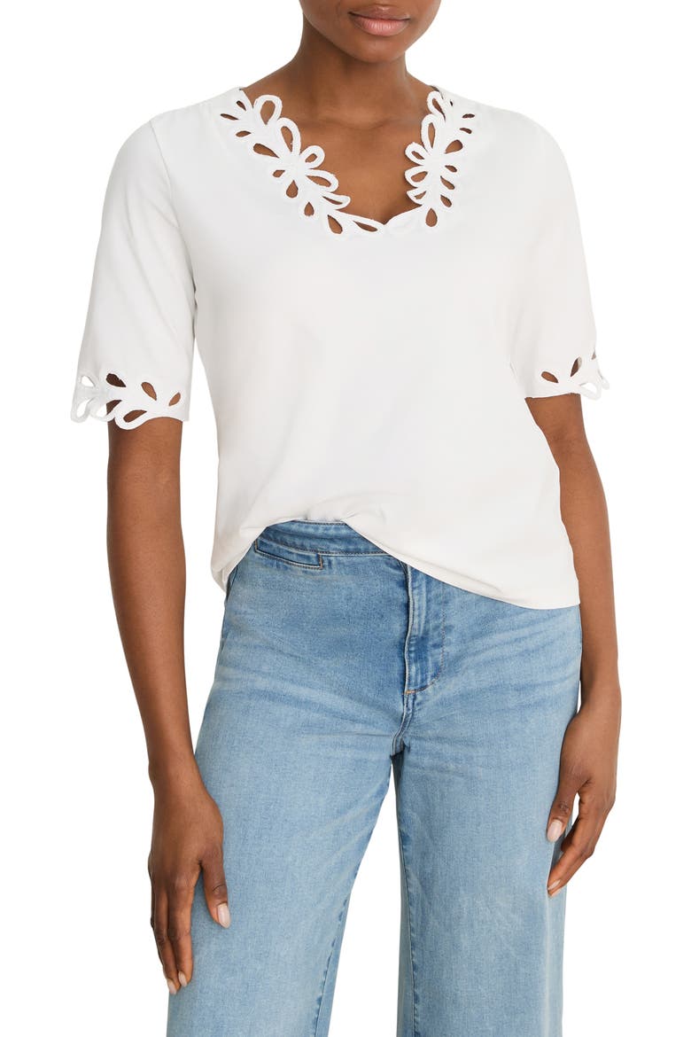 Rococo Soutache Embroidered Trim Top, Main, color, PAPER WHITE