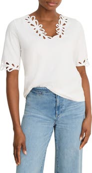 NIC+ZOE Rococo Soutache Embroidered Trim Top
