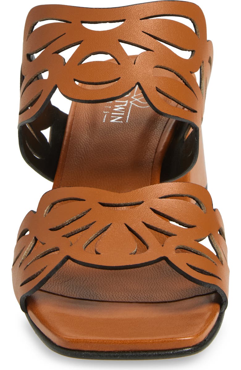 2 Twin Hearts Laser Cutout Slide Sandal, Alternate, color, Cognac