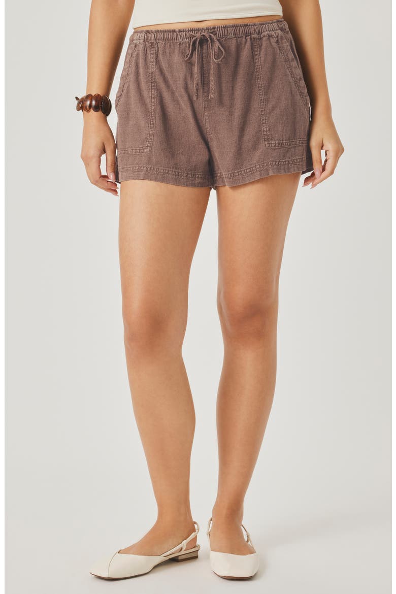 Rosalie Tie Waist Shorts, Main, color, WICKER BROWN