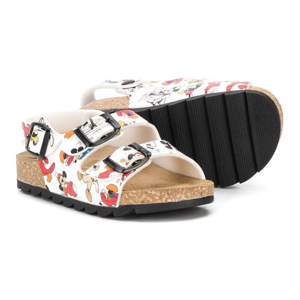 Master of Arts Mickey Cartoon Print Sandals, Alternate, color, White