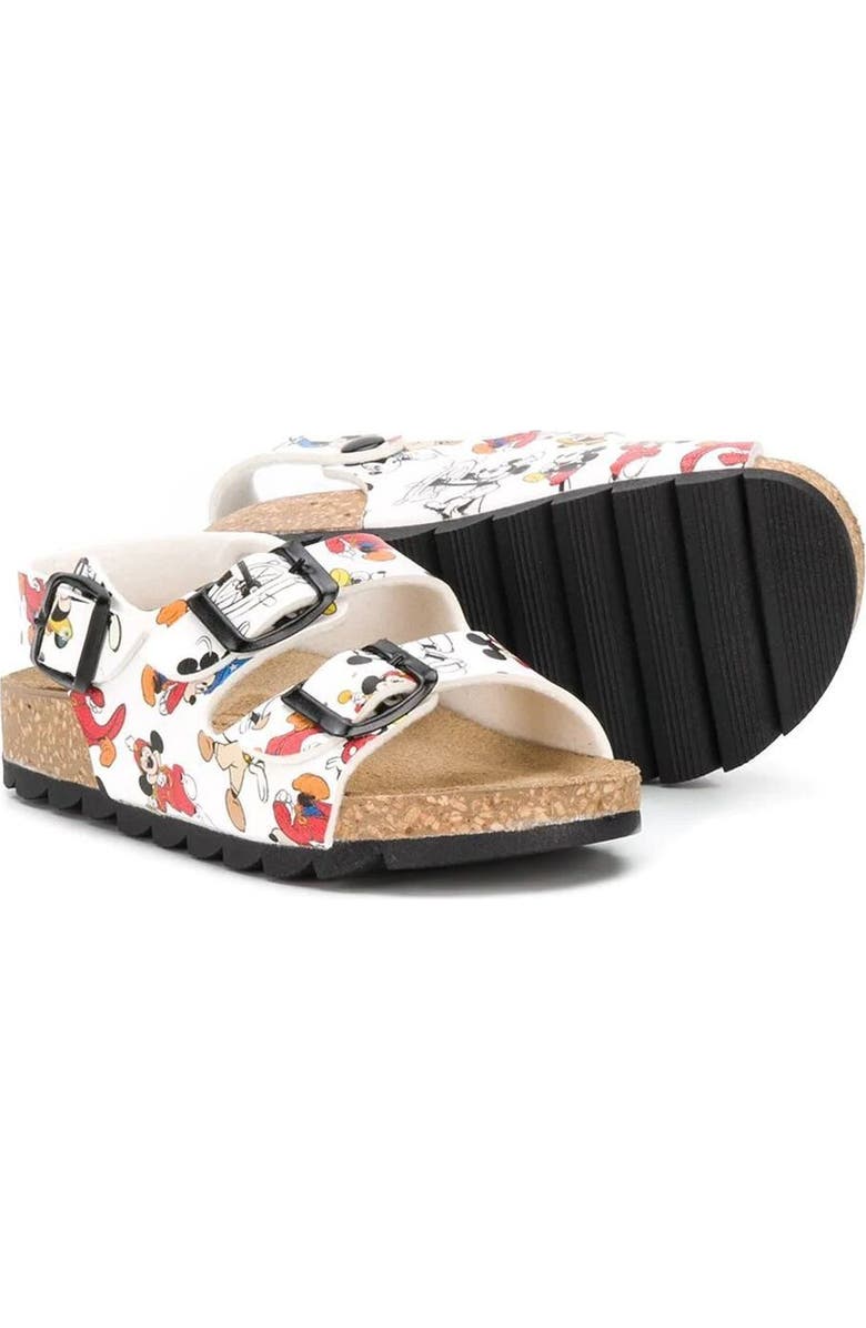 Master of Arts Mickey Cartoon Print Sandals, Alternate, color, White
