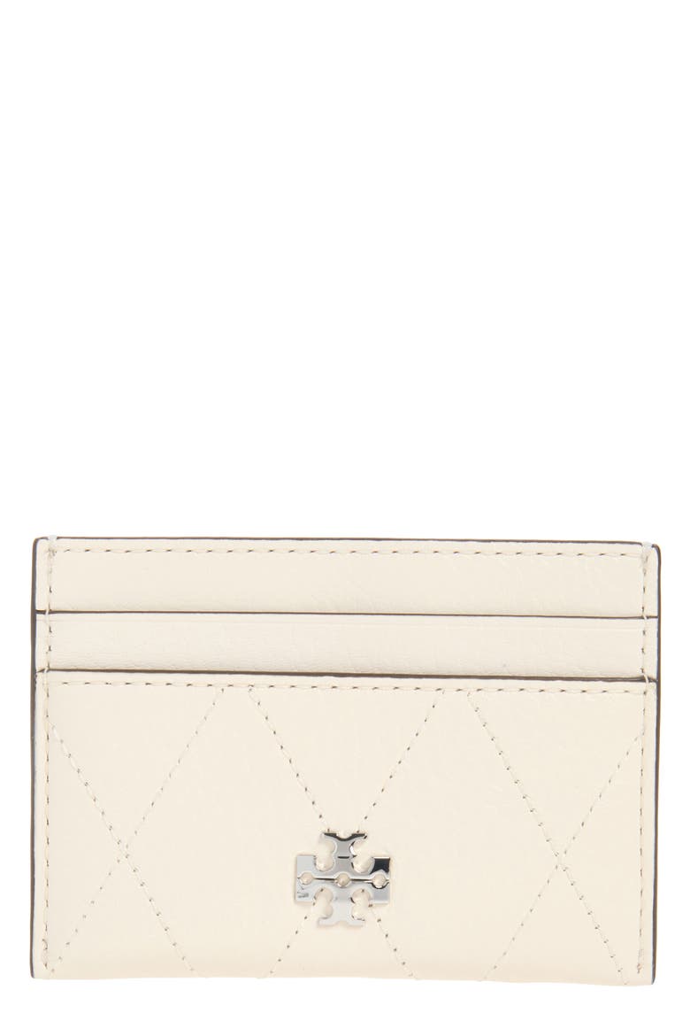 Charlie Quilted Leather Card Case, Main, color, LIGHT CREAM