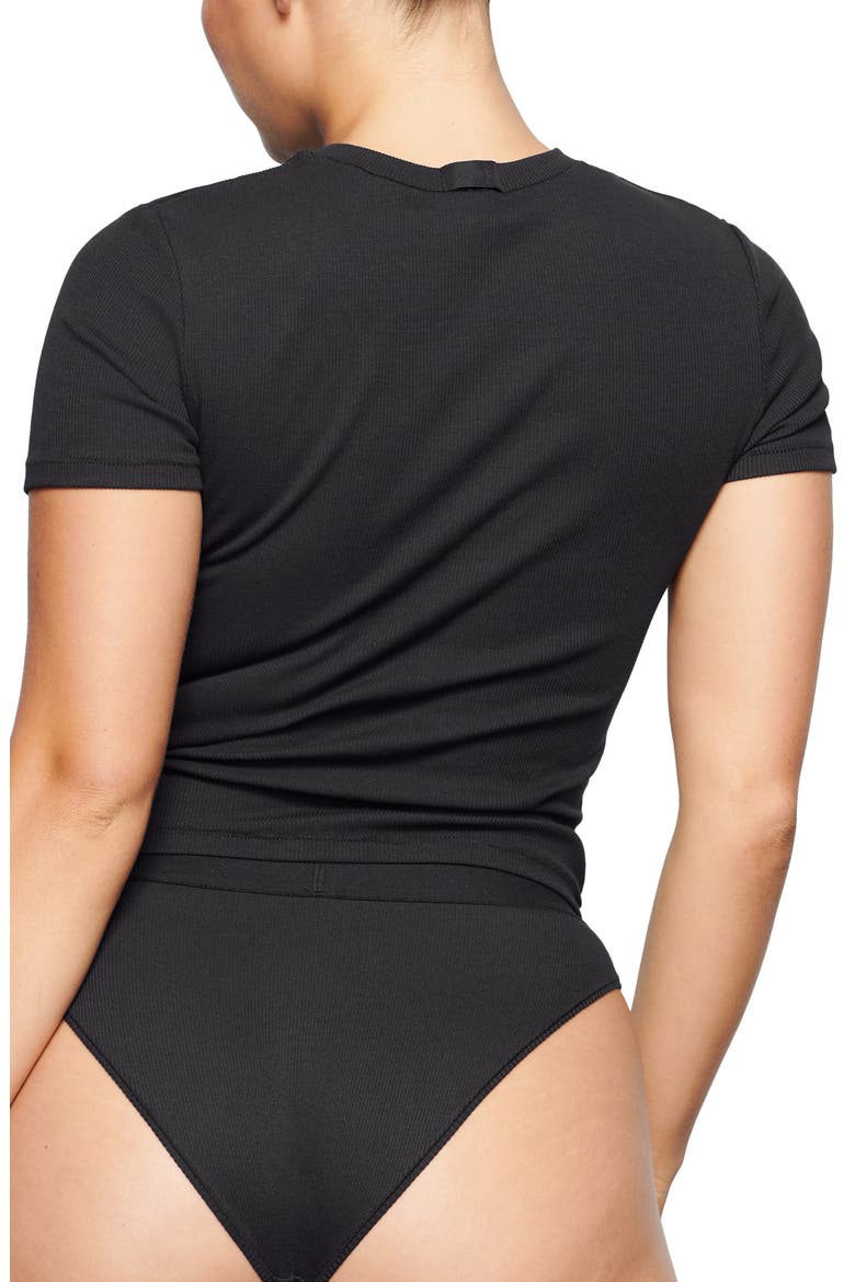 Stretch Cotton Rib T-Shirt, Alternate, color, SOOT