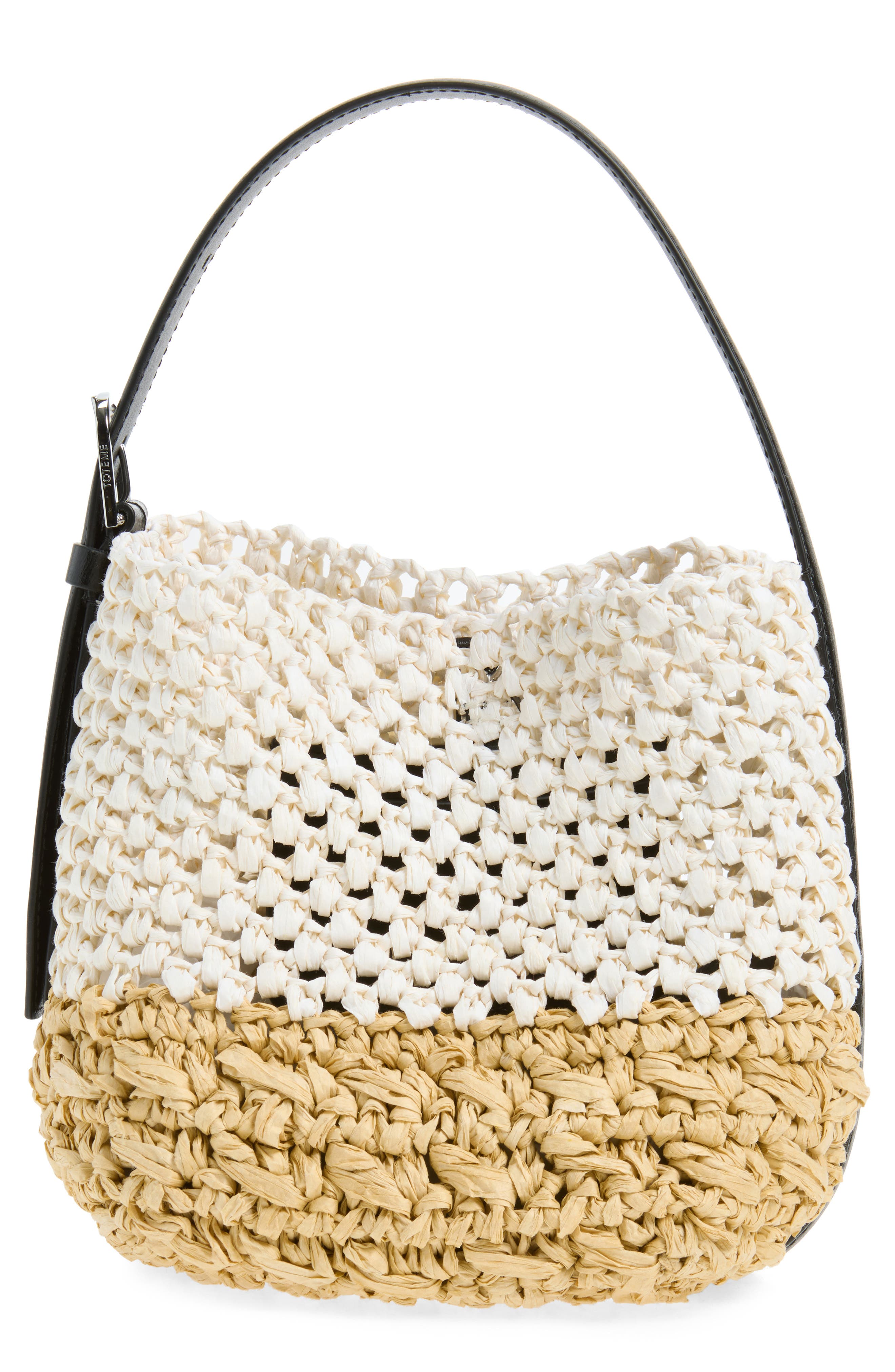 TOTEME Small Belted Paper Straw Tote, Main, color, Ecru/ Vanilla