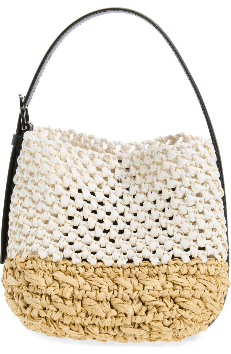 TOTEME Small Belted Paper Straw Tote, Main, color, Ecru/ Vanilla