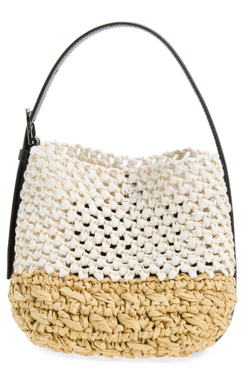 Small Belted Paper Straw Tote