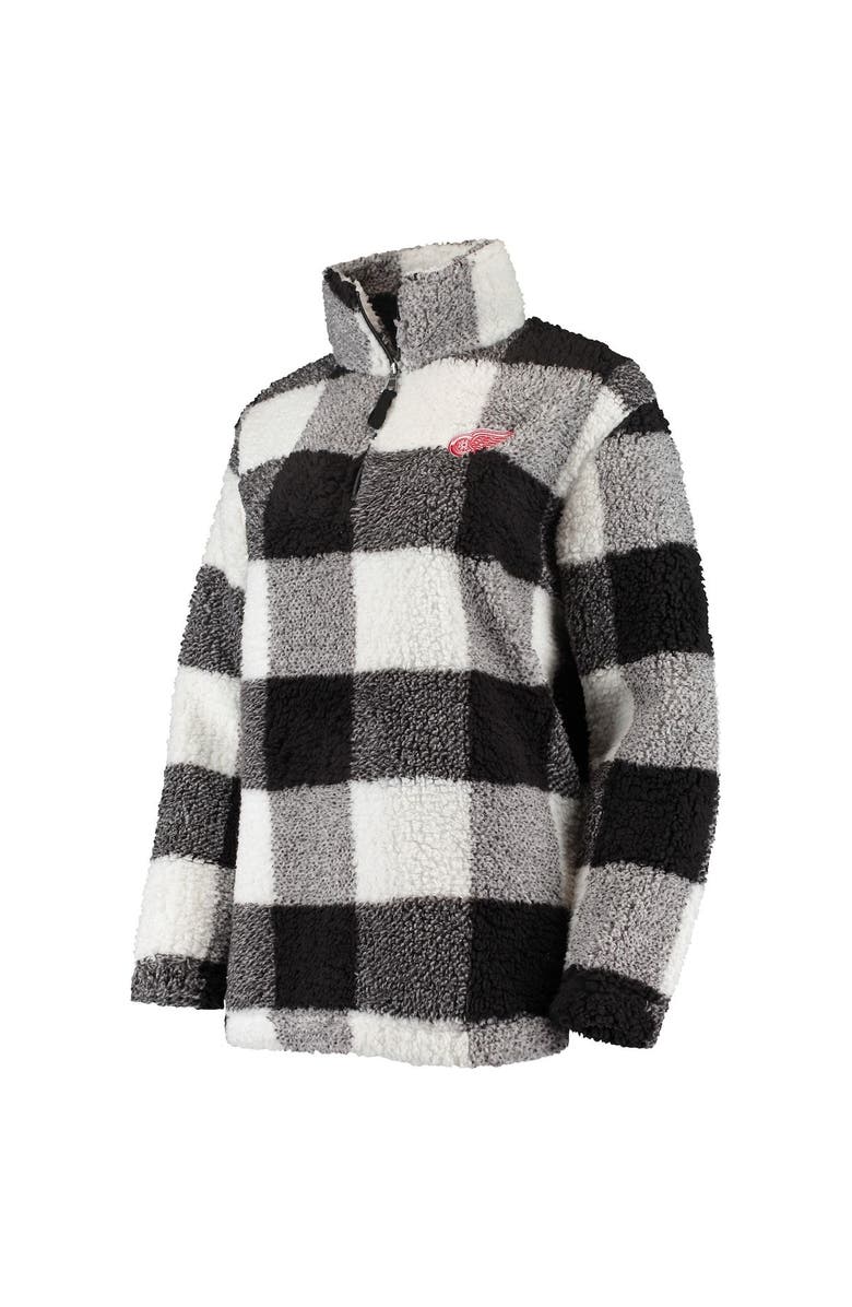 G-III 4HER BY CARL BANKS Women's G-III 4Her by Carl Banks Black/White Detroit Red Wings Plaid Sherpa Quarter-Zip Jacket, Alternate, color, 
