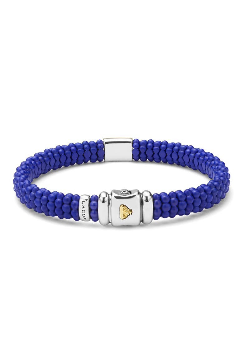 Men's Anthem Ceramic Caviar Beaded Bracelet, Alternate, color, BLUE/ SILVER