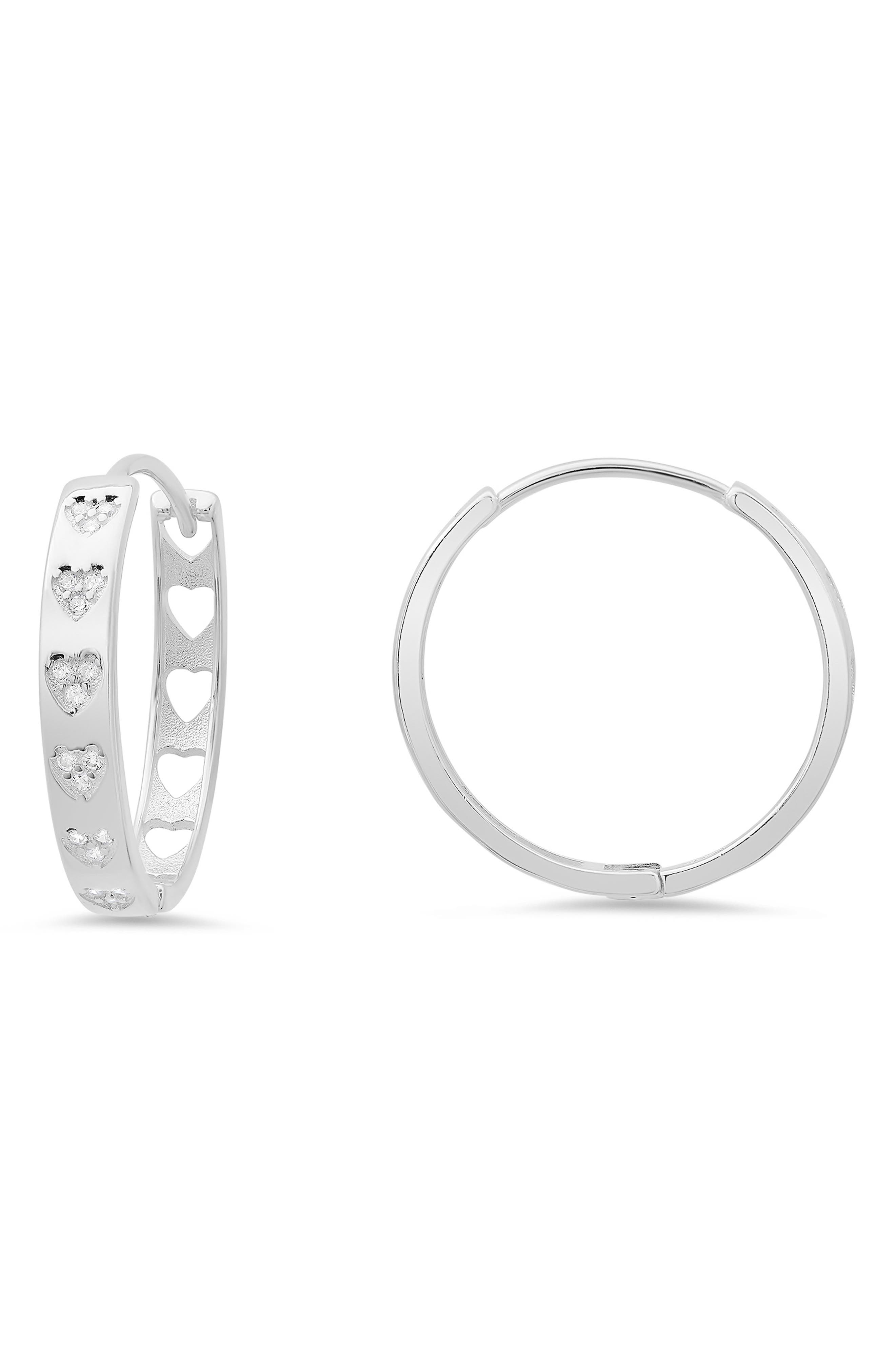 Queen Jewels CZ Pavé Heart Hoop Earrings