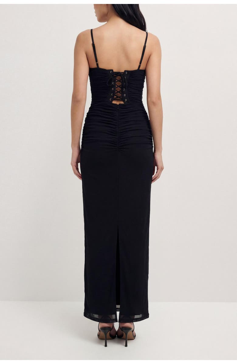 MissPap Premium Tulle Lace Trim Maxi Dress, Alternate, color, Black