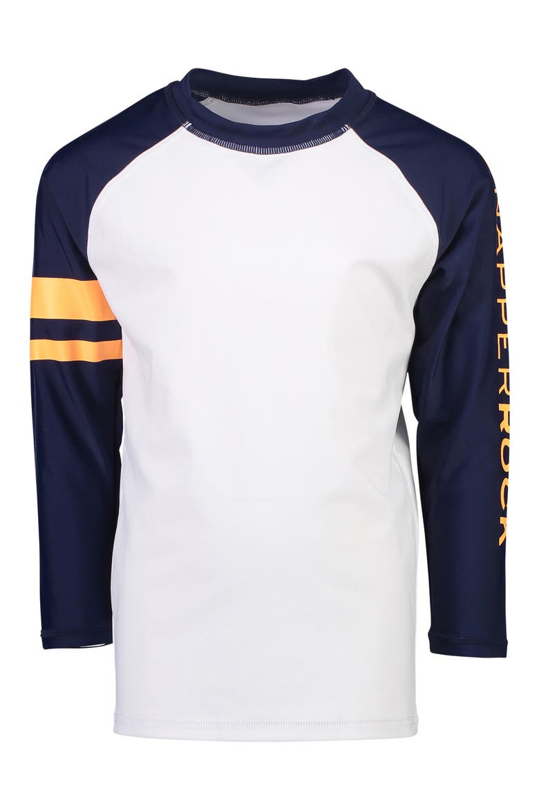 Raglan Long Sleeve Rashguard, Main, color, NAVY/ WHITE