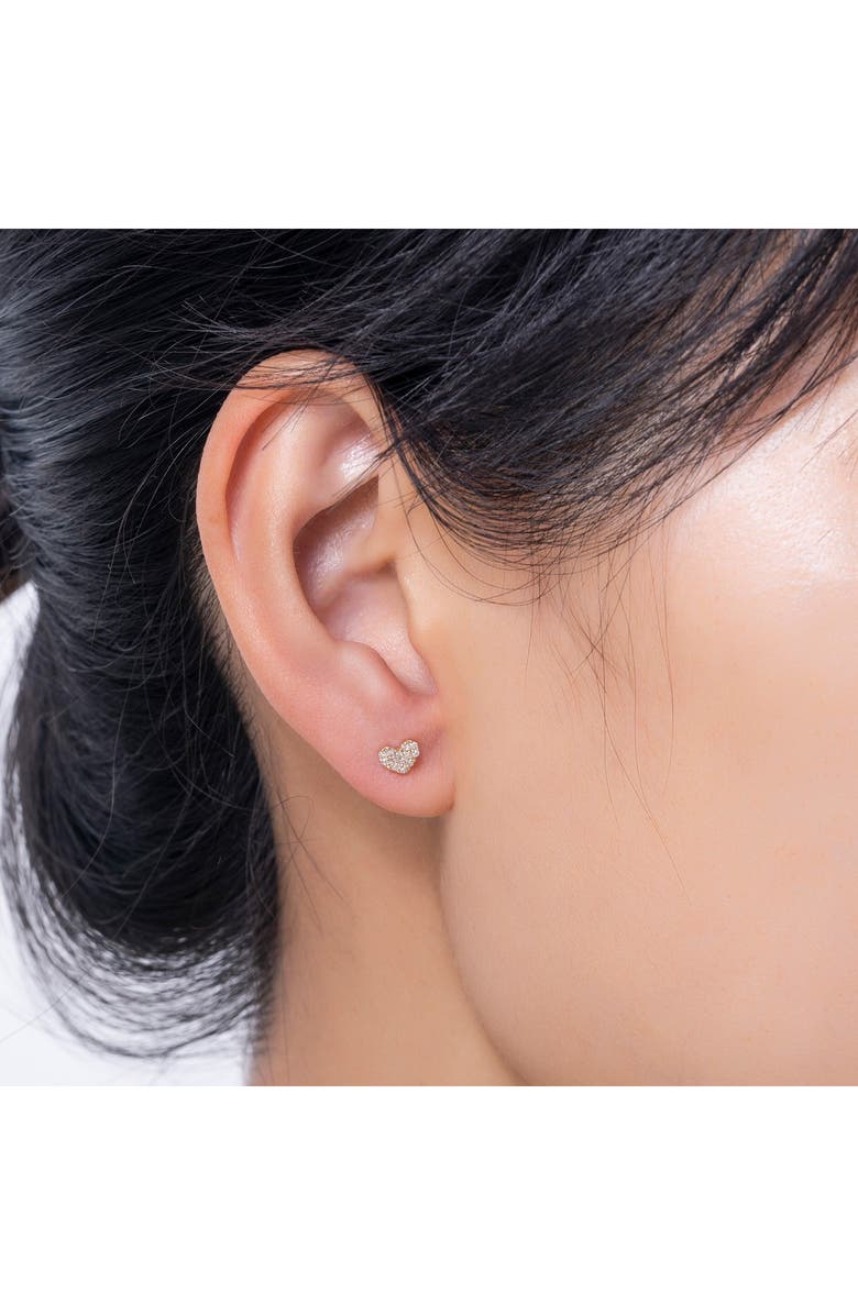 RON HAMI 14K Gold Pavé Diamond Heart Stud Earrings - 0.14 ctw, Alternate, color,