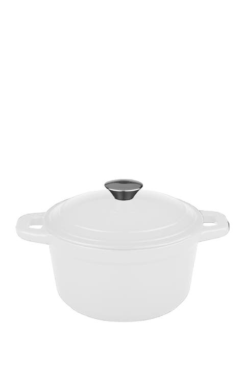 White Neo 7 Qt Cast Iron Covered Casserole Dish
