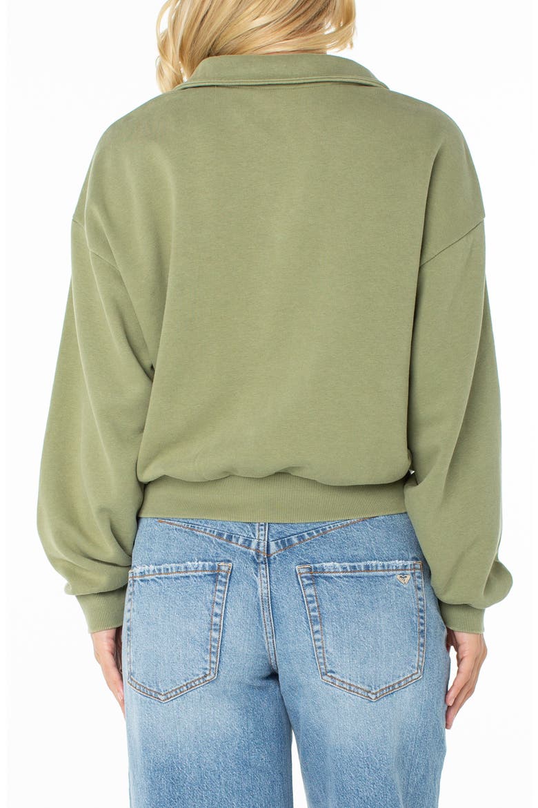 Half Moon Cotton Blend Quarter Zip Pullover, Alternate, color, OIL GREEN