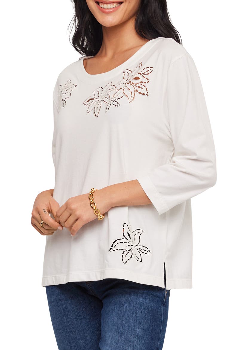 Embroidered Cutout Top, Alternate, color, OFF WHITE